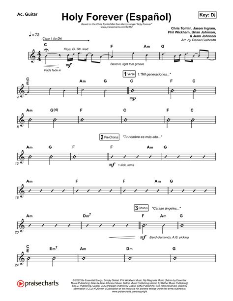 Holy Forever Español Acoustic Guitar Sheet Music PDF Chris Tomlin