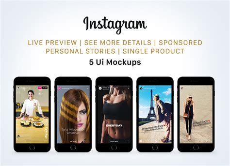 Free Instagram Story Sponsored Live And Status Ui Mockup Psd Psfiles