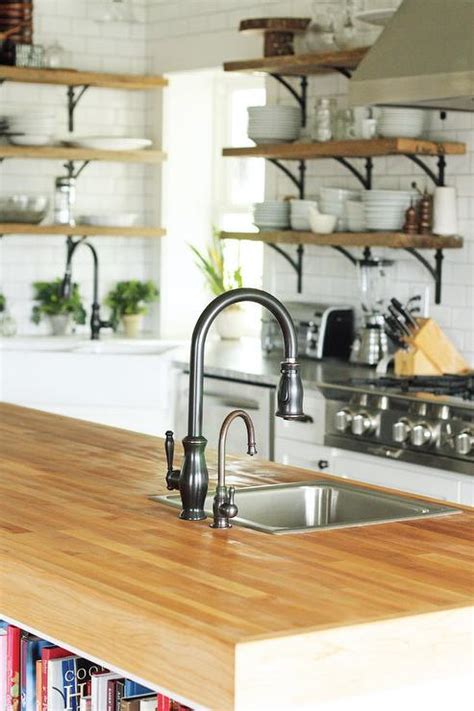 Thick Butcher Block Island Countertop with Sink - Transitional ...