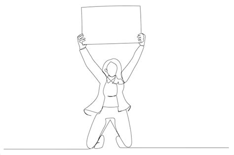 Premium Vector | Woman holding up white blank panel with space for text ...