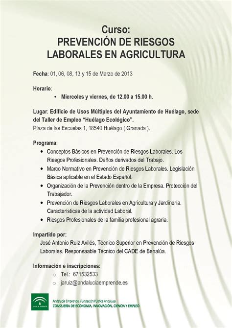 Prevenci N De Riesgos Laborales En Agricultura Andaluc A Emprende