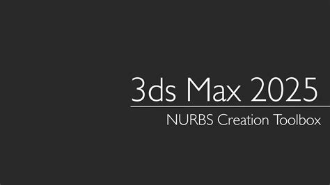 Ds Max Nurbs Creation Toolbox Youtube