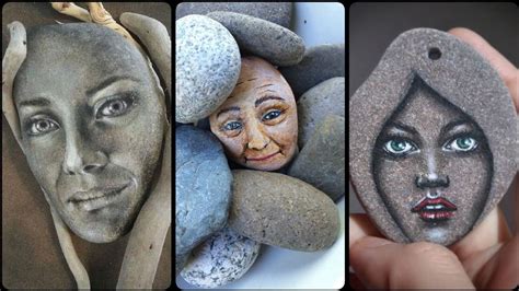 Stone Face Painting3d Presentation Of Rockpebble Art Youtube