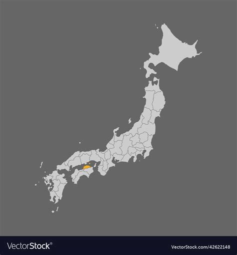 Kagawa prefecture highlighted on the map of japan Vector Image