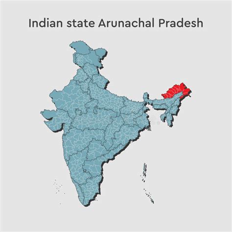 India Country Map Arunachal Pradesh State Template Stock Vector