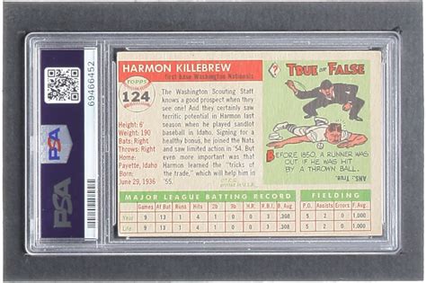 Harmon Killebrew 1955 Topps 124 RC PSA 3 Pristine Auction