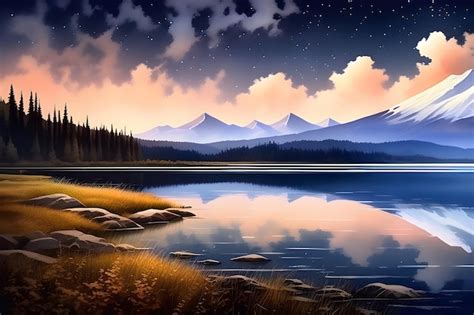 Premium Photo A Photo Of Peaceful Nature Landscape With Mountain Lake