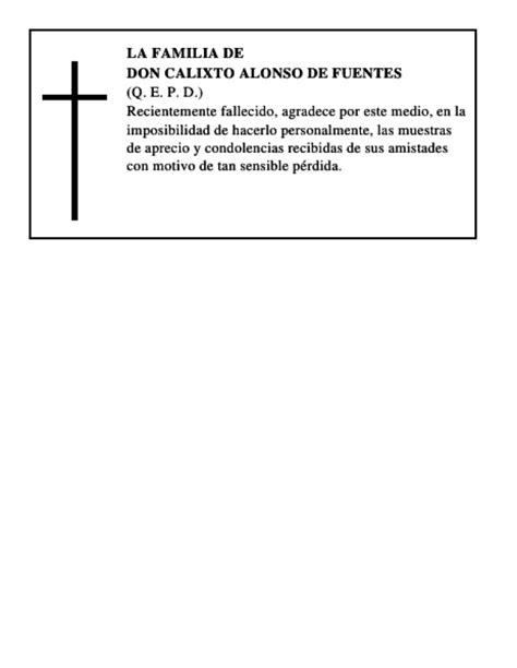 Don Calixto Alonso de Fuentes Esquela Necrológica El Norte de Castilla