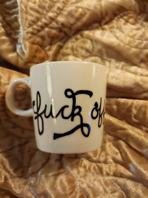 Fuck Off Calligraphy Demitasse Espresso Coffee Cup Hand Lettered Present Etsy