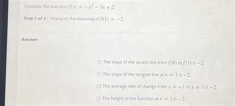 Solved Consider The Function F X X2 3x 2 Step 1 ﻿of 2 ﻿