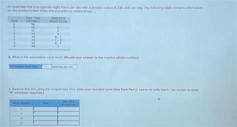 Solved An Assembly Line Is To Operate Eight Hours Per Day Chegg