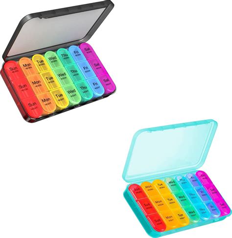 Amazon Asprink Black And Cyan Pill Organizer Times A Day