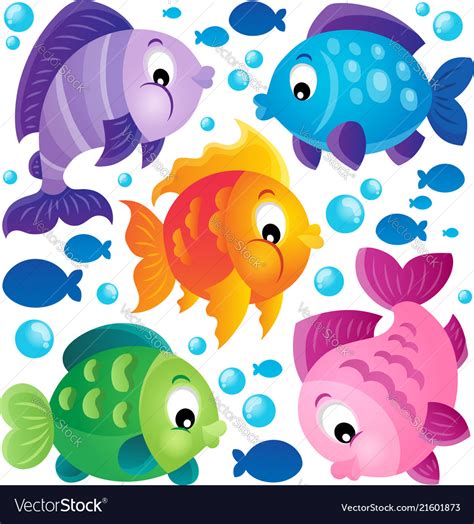 Fish theme collection 2 Royalty Free Vector Image