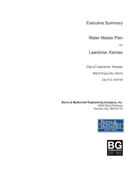 Pdf Executive Summary Water Master Plan Lawrence Executive