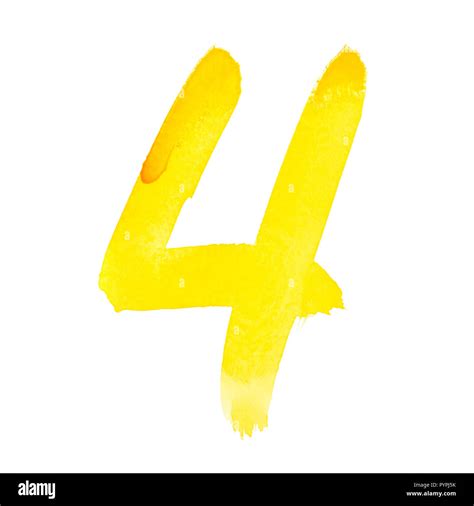 Four Hand Painted Yellow Watercolor Numbers Stock Photo Alamy