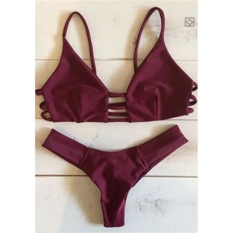 2016 Summer Sexy Swimwear Women Swimsuit Bikini Wine Red Swimsuit Split