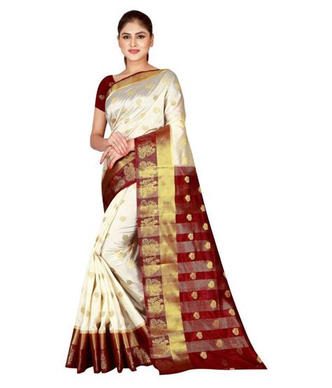 Concepta White Banarasi Silk Saree Buy Concepta White Banarasi Silk