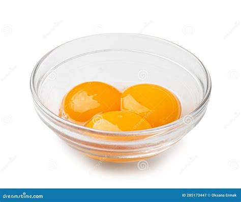 Egg Yolks In Bowl Fresh Chicken Egg Yolk Separated From Whites For