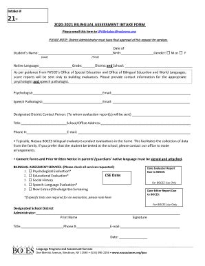 Fillable Online Bilingual Assessment Intake Form Fax Email