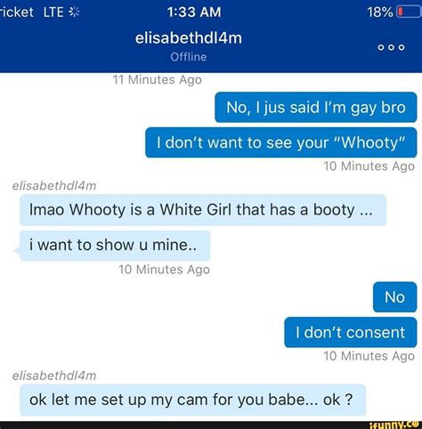 AM Elisabethdl M Offline No Jus Said I M Gay Bro I Don T Want To See Your Whooty Minutes
