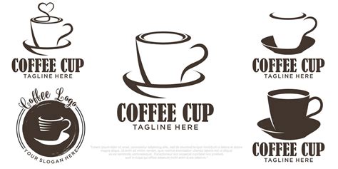 Coffee Cup Icon Set Logo Design Template Vector Coffee Shop Labels