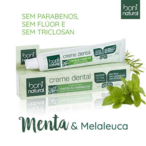 Creme Dental Sem Flúor Menta e Melaleuca Boni Natural 90g BelleBio