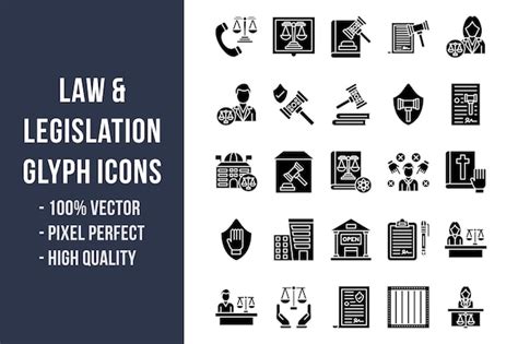 Premium Vector Law Legislation Glyph Icons