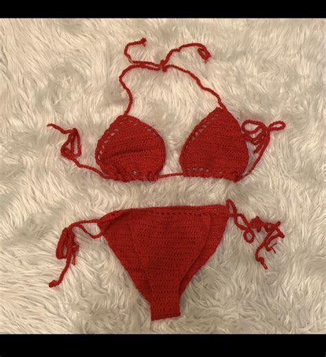 Handmade Red Crochet Bikini Ebay