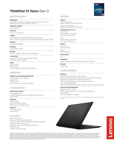 Thinkpad X1 Carbon G11 X1 Nano G3 And X1 Yoga G8 Small 2023 Update For