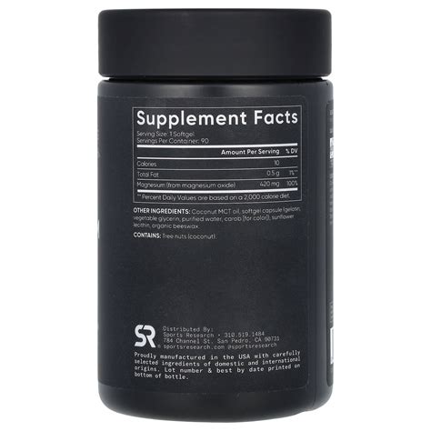 Sports Research Magnesium Oxide 420 Mg 90 Softgels