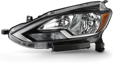 Akkon Fits 2016 2017 2018 2019 Sentra Halogen Type Headlight Wchrome Bezel