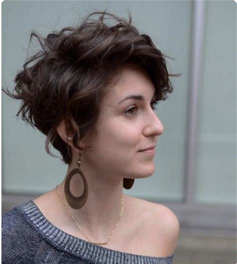 Chic Brunette Scissor Cut Pixie With Long Side Swept Bangs And Messy