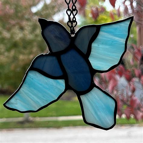 Blue Bird Suncatcher Or Christmas Ornament Stained Glass Stitcher