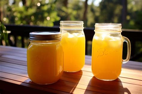 Premium Photo Freshly Squeezed Orange Juice In A Mason Jar