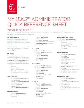 My Lexis Administrator Quick Reference Sheet Pdf