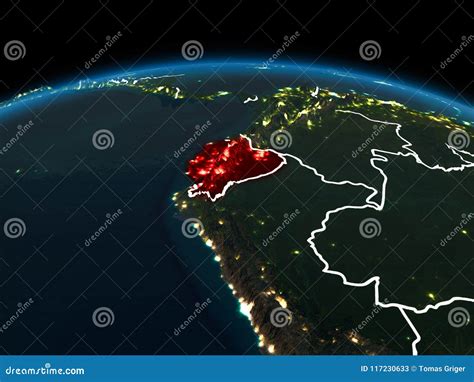 Ecuador On Earth At Night Stock Illustration Illustration Of World