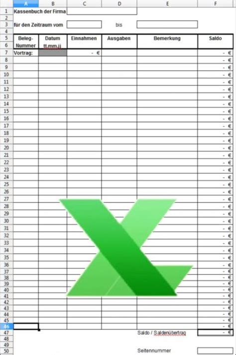 Kassenbuchvorlage für Excel