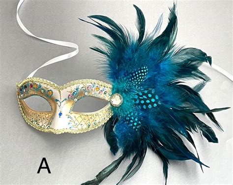 Mardi Gras Masquerade Mask, Feather Mask, Mask for Women, Feather Ball ...