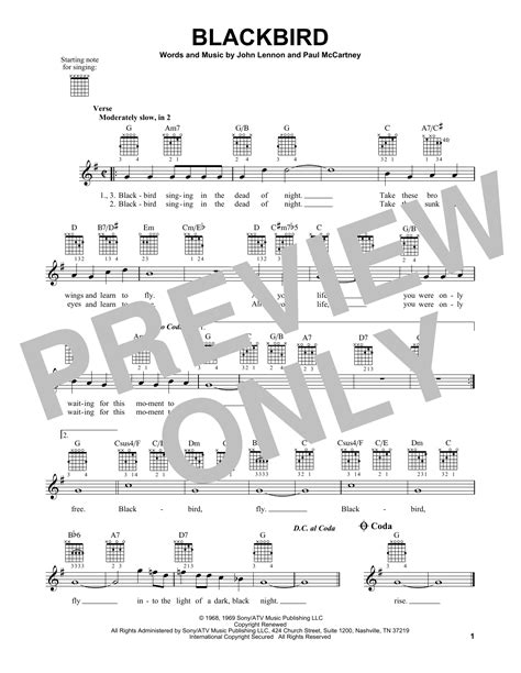 Blackbird By The Beatles Sheet Music For Easy Guitar At Sheet Music Direct