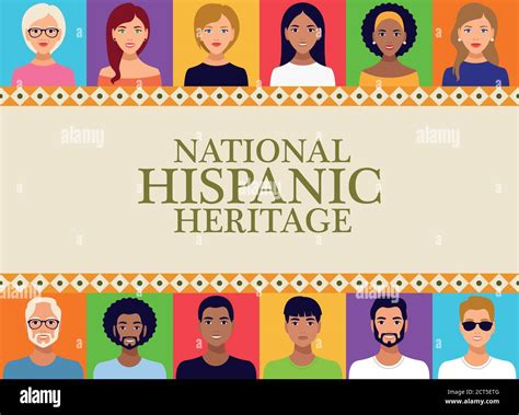 National Hispanic Heritage Celebration Lettering With People In Square