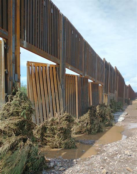 Monsoon Floods Damage Border Wall Near Douglas