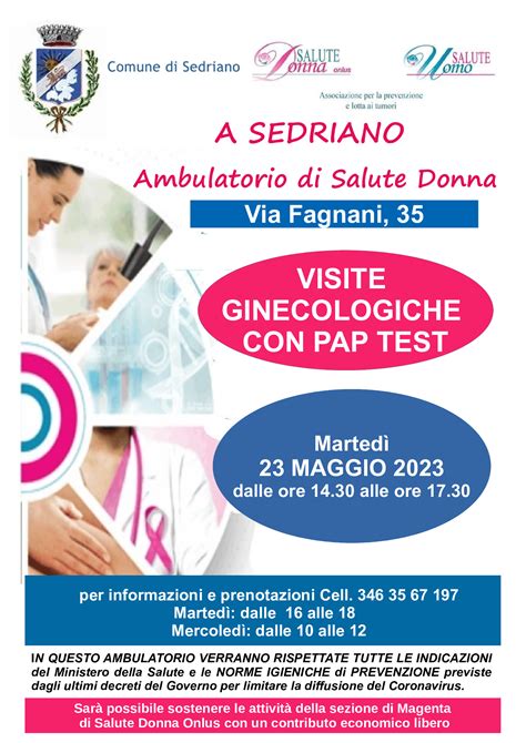 VISITE GINECOLOGICHE CON PAP TEST MAGGIO 2023 Salute Donna Comune