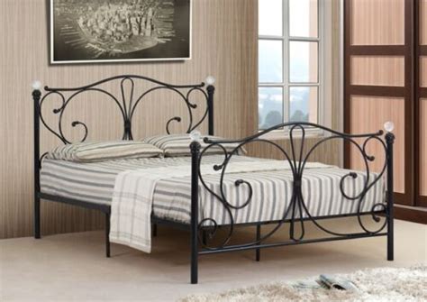 4ft 4ft6 Double And 5ft King Black Or White Metal Bed Frame With Crystal Finials Ebay