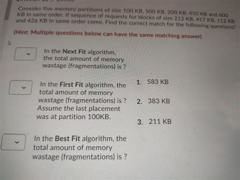 Solved Consider five memory partitions of size 100 KB, 500 | Chegg.com