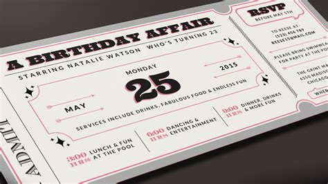 Ticket Birthday Invitation Template Free