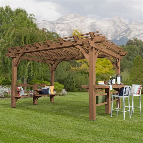 Backyard Discovery Oasis 14 Ft W X 10 Ft D Solid Wood Pergola