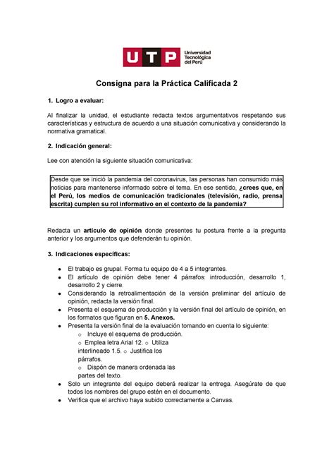 GC N04I Consigna PC 2 21C2A Consigna para la Práctica Calificada 2 1