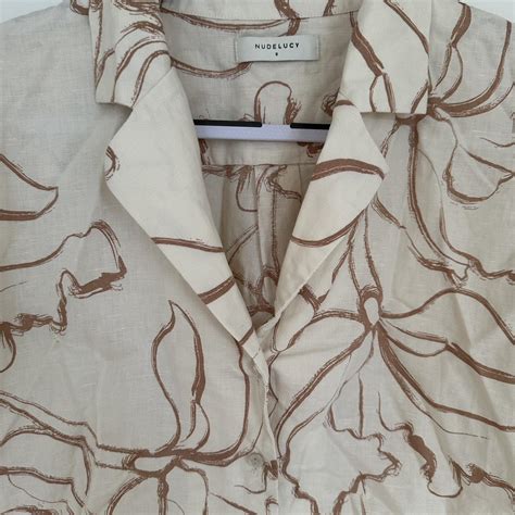 Nude Lucy Linen Crop Button Up Shirt Size Depop