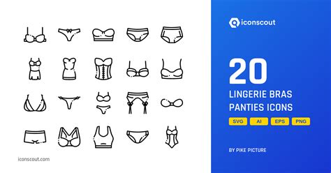 Lingerie Bras Panties Icon Pack Line Clothing Accessories Icons SVG PNG ICO Available