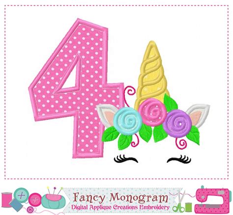 Unicorn Numbers Applique Unicorn Numbers Design Unicorn Etsy